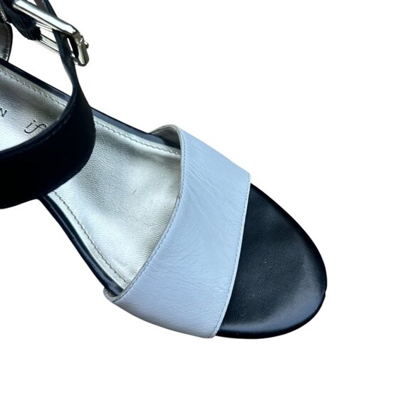 Anne Klein Petrona Black and White Block Heel Strappy Open Toe Sandals Size 7 - Picture 2 of 9
